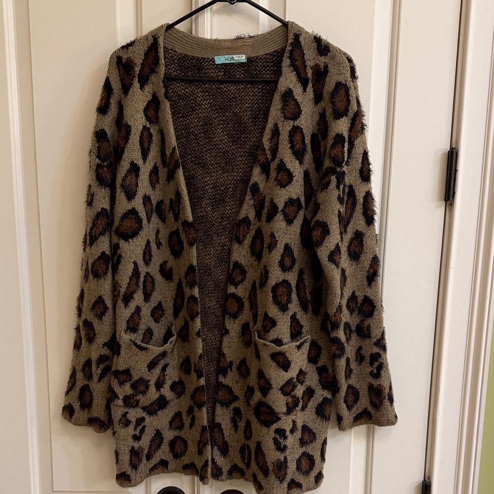 Karlie Leopard Print Teddy Jacket - Brown and Black size M/L